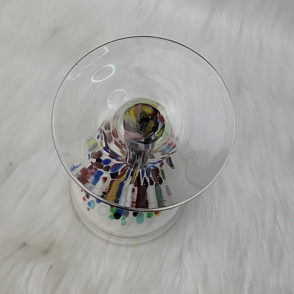 CONFETTI FESTIVAL Design Hand-Blown‎ Wine Party Celebration Glasses Set of 4